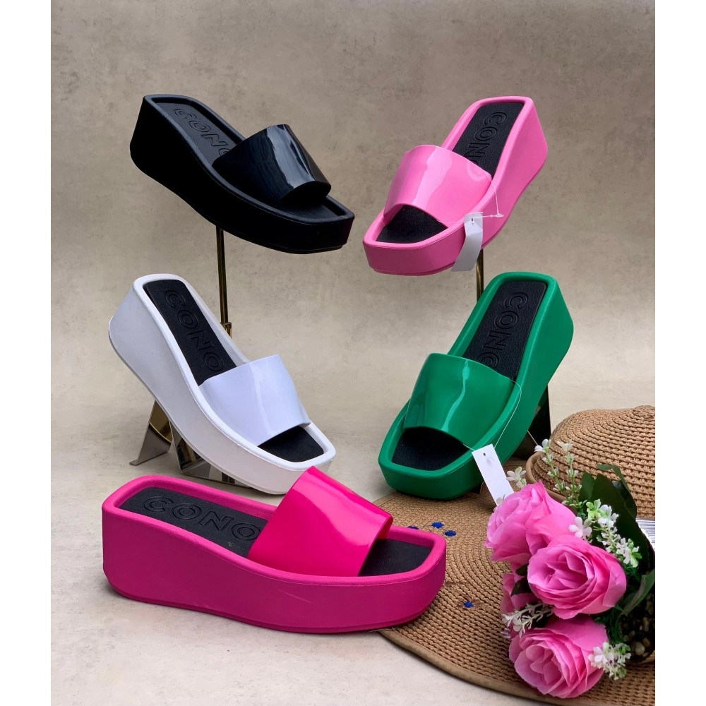 High Heels Rubber Wedged Female Slippers