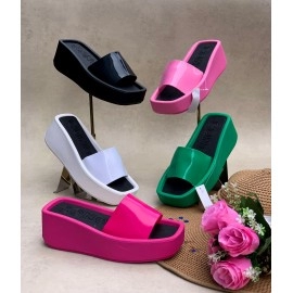 High Heels Rubber Wedged Female Slippers